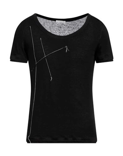 Paolo Pecora Man T-shirt Black Size M Linen