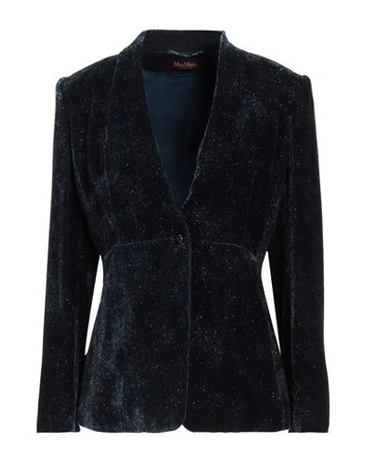 Max Mara Studio Woman Blazer Midnight Blue Size 8 Viscose, Silk, Polyamide, Acetate