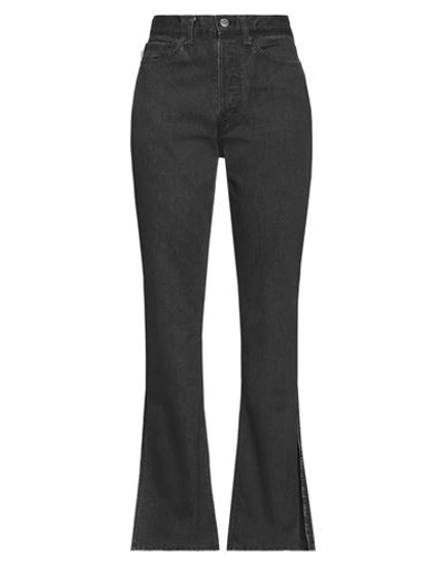 Ambush Woman Jeans Charcoal Size 26 Cotton, Leather In Grey