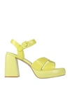 JEANNOT JEANNOT WOMAN SANDALS ACID GREEN SIZE 8 LEATHER