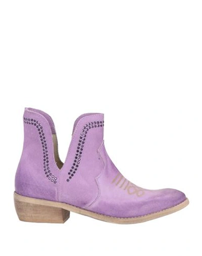 Divine Follie Woman Ankle Boots Light Purple Size 10 Leather