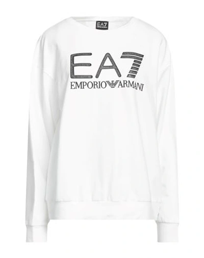Ea7 Woman Sweatshirt White Size Xl Cotton, Elastane