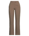Rose A Pois Rosé A Pois Woman Pants Khaki Size 4 Viscose, Linen In Beige