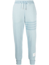 Thom Browne 4-bar-stripe Cotton Track Pants In Blue