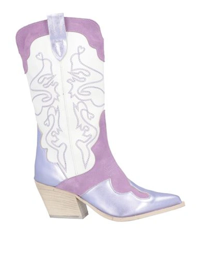 Divine Follie Woman Ankle Boots Lilac Size 11 Leather In Purple