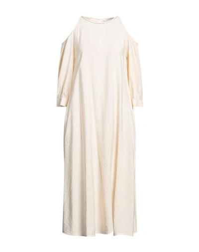 Peserico Cold-shoulder Midi Dress In White