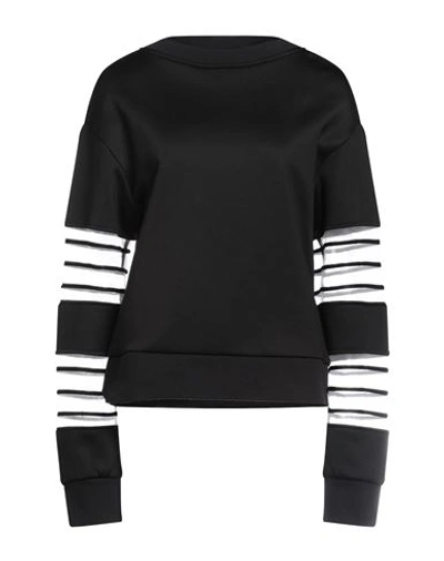 Eleventy Woman Sweatshirt Black Size L Polyamide, Cotton, Elastane