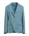 Eleventy Woman Blazer Pastel Blue Size 8 Cotton, Polyester In Blue