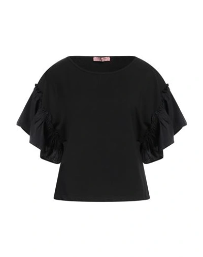 Rose A Pois Rosé A Pois Woman T-shirt Black Size 10 Cotton, Elastane