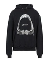 Represent Shark Jaws Hooded Cotton Sweatshirt In Grey