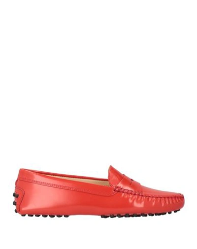 Tod's Woman Loafers Red Size 7.5 Leather