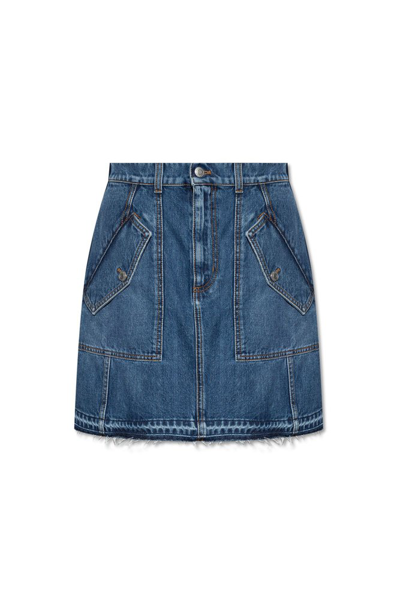 Alexander Mcqueen High Waist Denim Mini Skirt In Blue