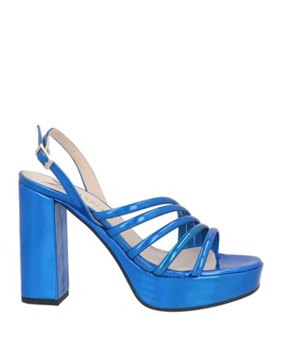 Marian Woman Sandals Slate Blue Size 7 Textile Fibers, Soft Leather