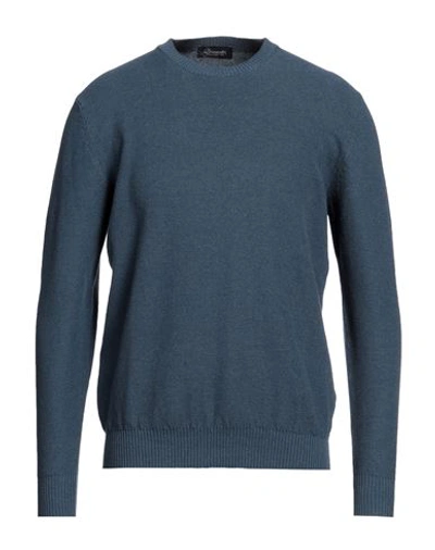 Drumohr Man Sweater Slate Blue Size 40 Cotton