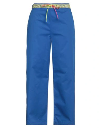 Hanita Woman Pants Bright Blue Size 6 Cotton, Nylon, Elastane