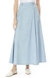 By Design Abigail Poplin Maxi Skirt In Dusty Blue