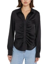 SANCTUARY WOMENS RUCHED BUTTON UP BLOUSE