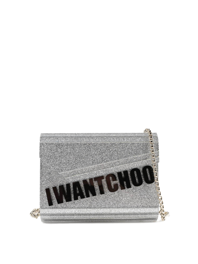 Jimmy Choo Candy-i Want Choo Silver Glitter Clutch