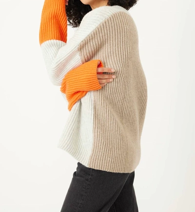 Stitches & Stripes Mason V Neck Sweater In Grey Multi In Orange