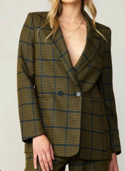 Current Air Checkered Blazer In Navy-olive In Green