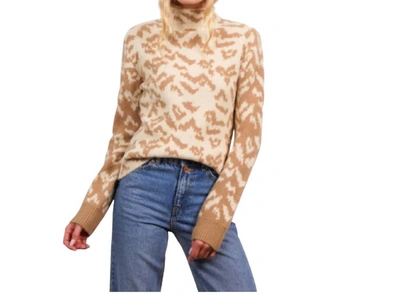 Central Park West Lola Animal Turtleneck Jumper In Beige