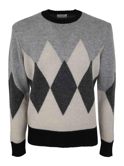 Ballantyne Round Neck Diamonds Jumper In Black