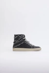 Zadig & Voltaire Flash Zv1747 Raw-edge Canvas High-top Trainers In Grey