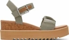 TOMS DIANA WEDGE IN VETIVER GREY STRETCH