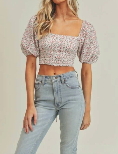 Lush Floral Print Crop Top In Multi