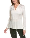 THEORY PLEATED TIE-NECK BLOUSE