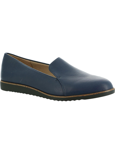 Lifestride Zendaya Womens Faux Leather Slip On Loafers In Blue