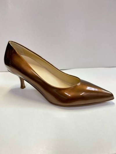 Butter Softly Patent Heeled Sandal In Brass In Brown