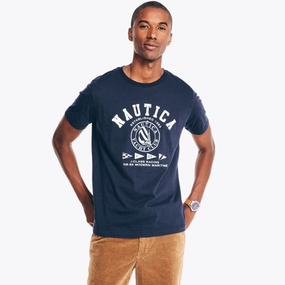 Nautica Mens Sustainably Crafted Yacht Club Graphic T-shirt In Blue
