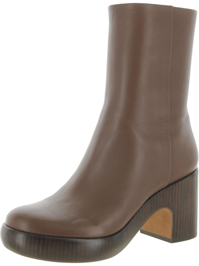 Vince Nicco Clog Womens Leather Block Heel Mid-calf Boots In Brown