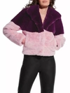 AS BY DF HOLDEN FAUX FUR COAT IN PLUM WINE/PINK