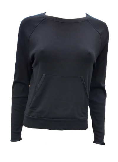 Pj Harlow Becca Long Sleeve Semi Crop Sweatshirt In Black