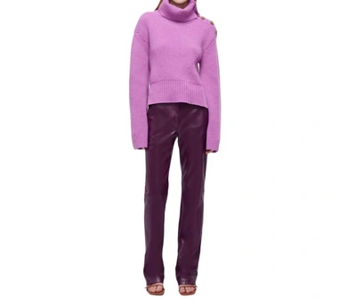 Jonathan Simkhai Adrienne Buttoned Turtleneck Top In Orchid In Purple