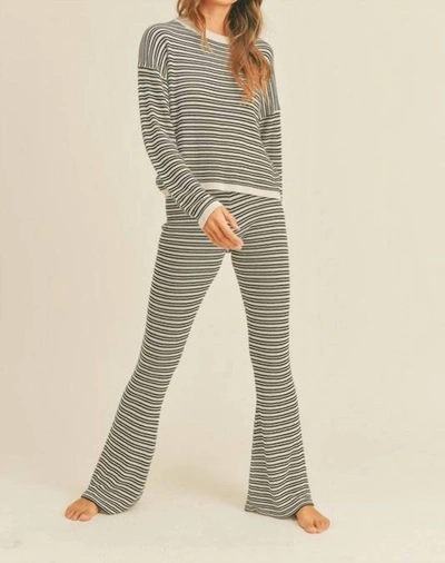 Miou Muse Sweater Knitted Pants In Black/white In Blue