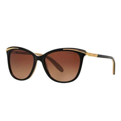 Ralph By Ralph Lauren Ra 5203 1090t5 54mm Womens Cat-eye Sunglasses In Black Tan,brown Gradient Polar