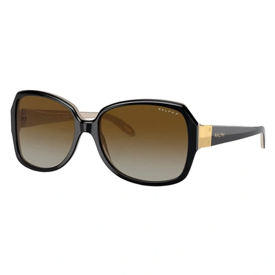 Ralph Lauren Women's Polarized Sunglasses, Gradient Polar Ra5138 In Shiny Black On Nude