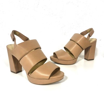 Naturalizer Soul Freema Gingersnap Block Heels In Nude Beige In Multi