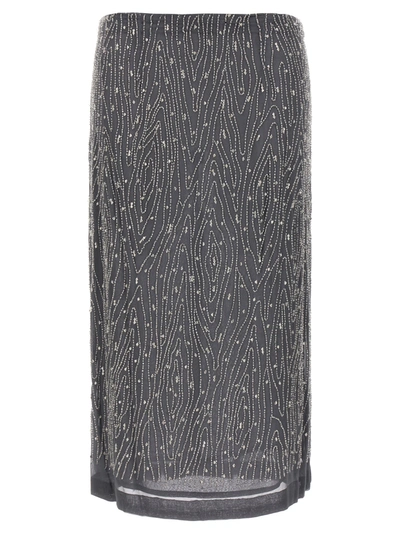 P.a.r.o.s.h . Beads And Sequins Skirt In Grey