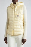 Moncler Glygos Hooded Puffer Vest In Light Yellow