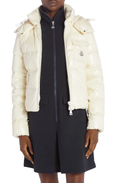 Moncler Andro Hooded Puffer Jacket In Beige