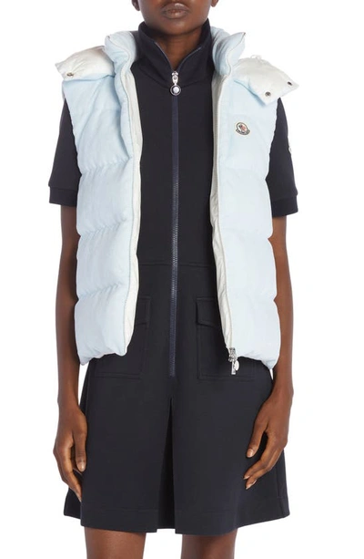 Moncler Agelao Corduroy Puffer Vest In Pastel Blue