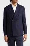 Boglioli Double Breasted Wool Hopsack Sport Coat In Navy