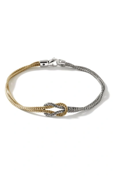 John Hardy 14kt Yellow Gold And Silver Manah 1.8mm Double-row Bracelet In Gold/silver