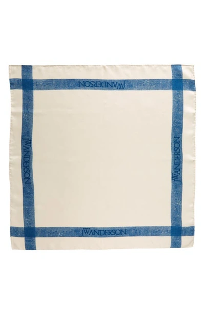 Jw Anderson Square Silk Scarf In Blue/ White