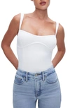 Good American Sweetheart Scuba Tank Thong Bodysuit White001 Xs