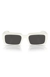 Prada Geometric Logo Acetate & Plastic Rectangle Sunglasses In Bone